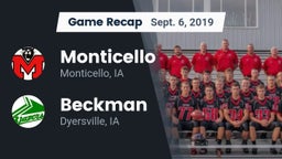 Recap: Monticello  vs. Beckman  2019