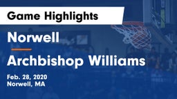 Norwell  vs Archbishop Williams  Game Highlights - Feb. 28, 2020