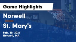 Norwell  vs St. Mary's  Game Highlights - Feb. 10, 2021