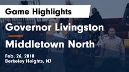 Governor Livingston  vs Middletown North  Game Highlights - Feb. 26, 2018