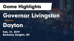 Governor Livingston  vs Dayton  Game Highlights - Feb. 21, 2019