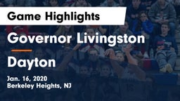 Governor Livingston  vs Dayton  Game Highlights - Jan. 16, 2020