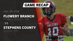 Recap: Flowery Branch  vs. Stephens County  2016