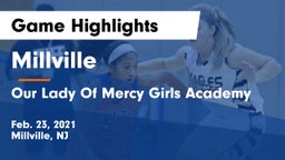 Millville  vs Our Lady Of Mercy Girls Academy Game Highlights - Feb. 23, 2021