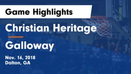 Christian Heritage  vs Galloway  Game Highlights - Nov. 16, 2018