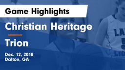 Christian Heritage  vs Trion   Game Highlights - Dec. 12, 2018