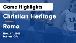 Christian Heritage  vs Rome  Game Highlights - Nov. 17, 2020