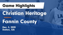 Christian Heritage  vs Fannin County  Game Highlights - Dec. 3, 2020