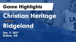 Christian Heritage  vs Ridgeland  Game Highlights - Jan. 9, 2021