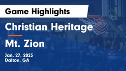 Christian Heritage  vs Mt. Zion  Game Highlights - Jan. 27, 2023