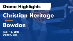 Christian Heritage  vs Bowdon  Game Highlights - Feb. 13, 2023