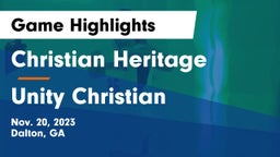Christian Heritage  vs Unity Christian  Game Highlights - Nov. 20, 2023