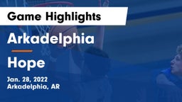 Arkadelphia  vs Hope  Game Highlights - Jan. 28, 2022