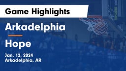 Arkadelphia  vs Hope  Game Highlights - Jan. 12, 2024