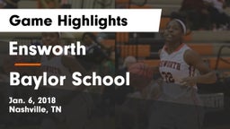 Ensworth  vs Baylor School Game Highlights - Jan. 6, 2018