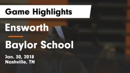 Ensworth  vs Baylor School Game Highlights - Jan. 30, 2018