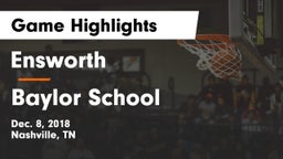 Ensworth  vs Baylor School Game Highlights - Dec. 8, 2018