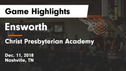 Ensworth  vs Christ Presbyterian Academy Game Highlights - Dec. 11, 2018