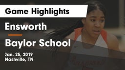 Ensworth  vs Baylor School Game Highlights - Jan. 25, 2019