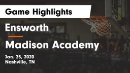 Ensworth  vs Madison Academy Game Highlights - Jan. 25, 2020