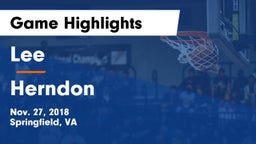 Lee  vs Herndon  Game Highlights - Nov. 27, 2018