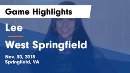 Lee  vs West Springfield  Game Highlights - Nov. 30, 2018