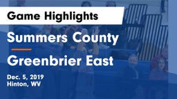 Summers County  vs Greenbrier East  Game Highlights - Dec. 5, 2019