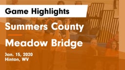 Summers County  vs Meadow Bridge Game Highlights - Jan. 15, 2020