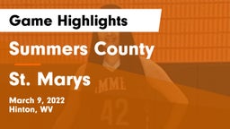 Summers County  vs St. Marys  Game Highlights - March 9, 2022