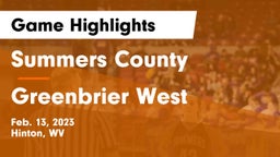 Summers County  vs Greenbrier West  Game Highlights - Feb. 13, 2023