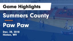 Summers County  vs Paw Paw   Game Highlights - Dec. 28, 2018