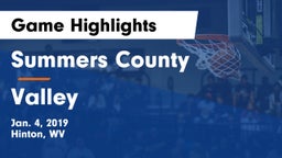 Summers County  vs Valley  Game Highlights - Jan. 4, 2019