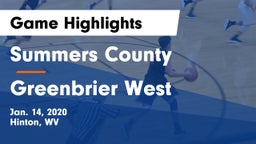 Summers County  vs Greenbrier West  Game Highlights - Jan. 14, 2020