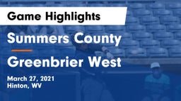 Summers County  vs Greenbrier West  Game Highlights - March 27, 2021