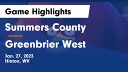 Summers County  vs Greenbrier West  Game Highlights - Jan. 27, 2023
