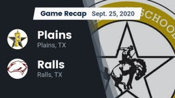 Recap: Plains  vs. Ralls  2020
