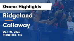 Ridgeland  vs Callaway  Game Highlights - Dec. 23, 2023
