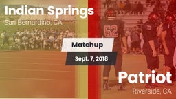 Matchup: Indian Springs HS vs. Patriot  2018