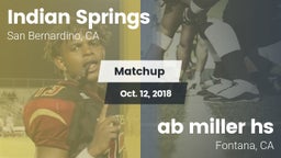 Matchup: Indian Springs HS vs. ab miller hs 2018