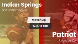 Matchup: Indian Springs HS vs. Patriot  2019