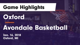 Oxford  vs Avondale Basketball Game Highlights - Jan. 16, 2018