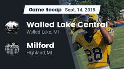 Recap: Walled Lake Central  vs. Milford  2018