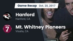 Recap: Hanford  vs. Mt. Whitney  Pioneers 2017