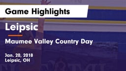 Leipsic  vs Maumee Valley Country Day  Game Highlights - Jan. 20, 2018