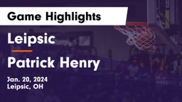 Leipsic  vs Patrick Henry  Game Highlights - Jan. 20, 2024