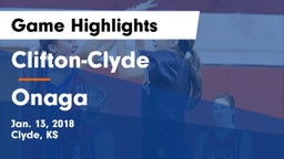 Clifton-Clyde  vs Onaga  Game Highlights - Jan. 13, 2018