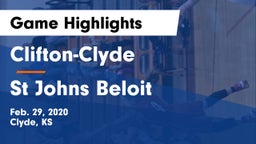 Clifton-Clyde  vs St Johns Beloit Game Highlights - Feb. 29, 2020