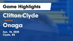 Clifton-Clyde  vs Onaga Game Highlights - Jan. 18, 2020