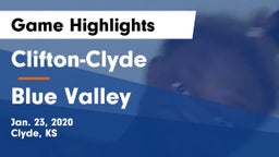 Clifton-Clyde  vs Blue Valley Game Highlights - Jan. 23, 2020
