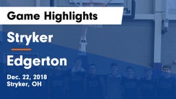 Stryker  vs Edgerton  Game Highlights - Dec. 22, 2018